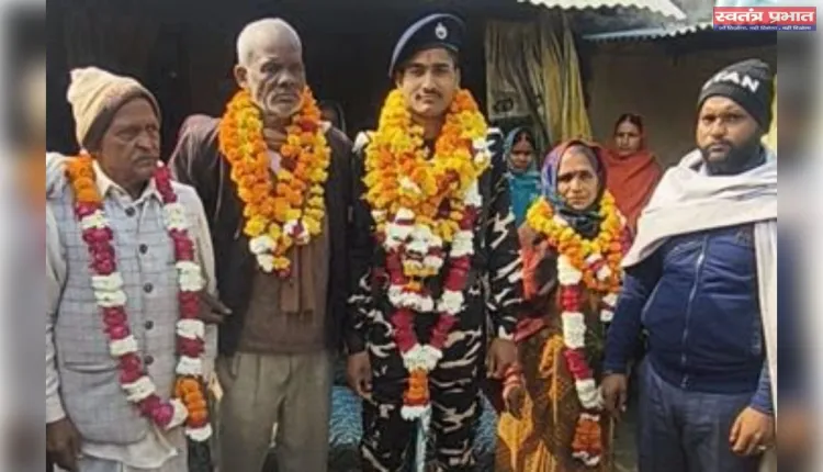 विजय कुमार वर्मा की SSB में तैनाती:बलरामपुर के चमरूपुर गांव में हुआ जोरदार स्वागत ।