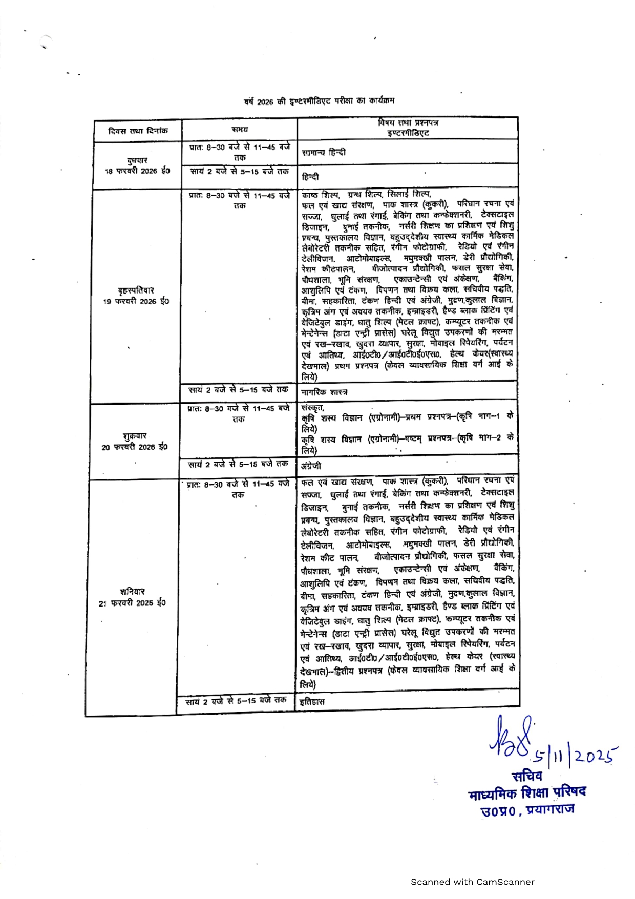 यूपी बोर्ड परीक्षा 2026 का कार्यक्रम जारी देखिये क्या है पूरा टाइम टेबल की लिस्ट
